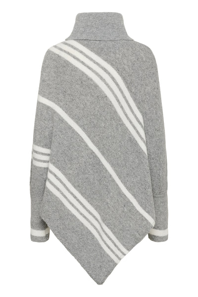 CRKuma Turtleneck Poncho Gråmelerad Vit Rand - 10 - 10613574 Thumbnail