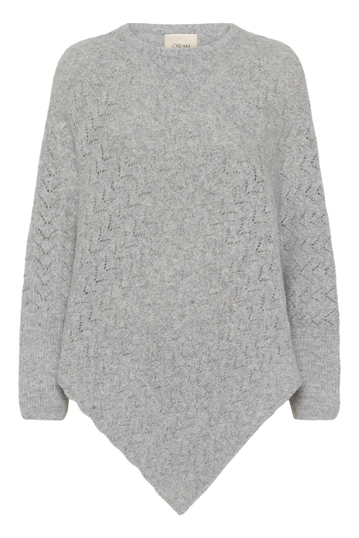 CRHoliday O-neck Stickad Poncho Ljusgråmelerad - 100827 - 10613709
