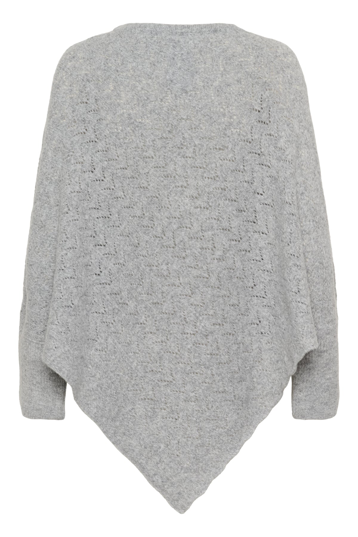 CRHoliday O-neck Stickad Poncho Ljusgråmelerad - 100827 - 10613709