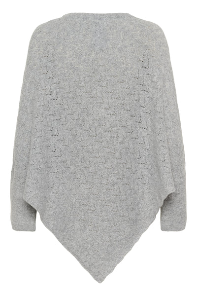 CRHoliday O-neck Stickad Poncho Ljusgråmelerad - 100827 - 10613709 Thumbnail