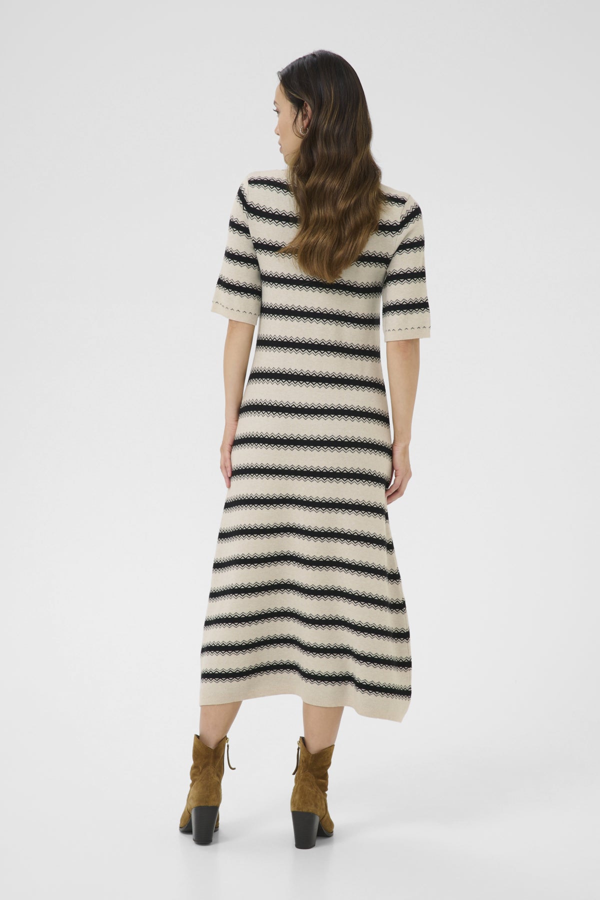 CRDela Zigzag klänning Birch and black stripe - 10613931