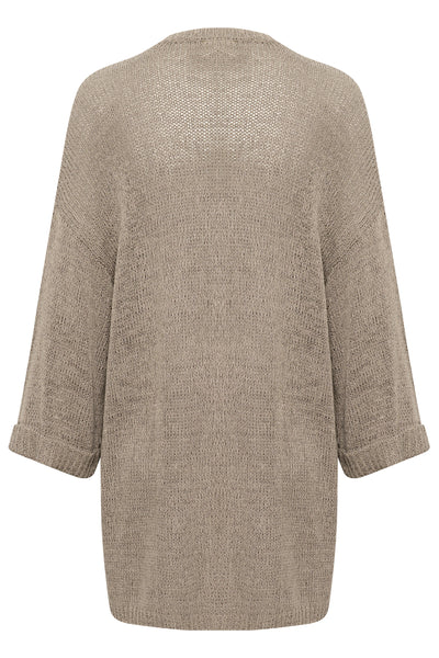 CRNixy stickad kimono Fossil Melange - 10613963 Thumbnail