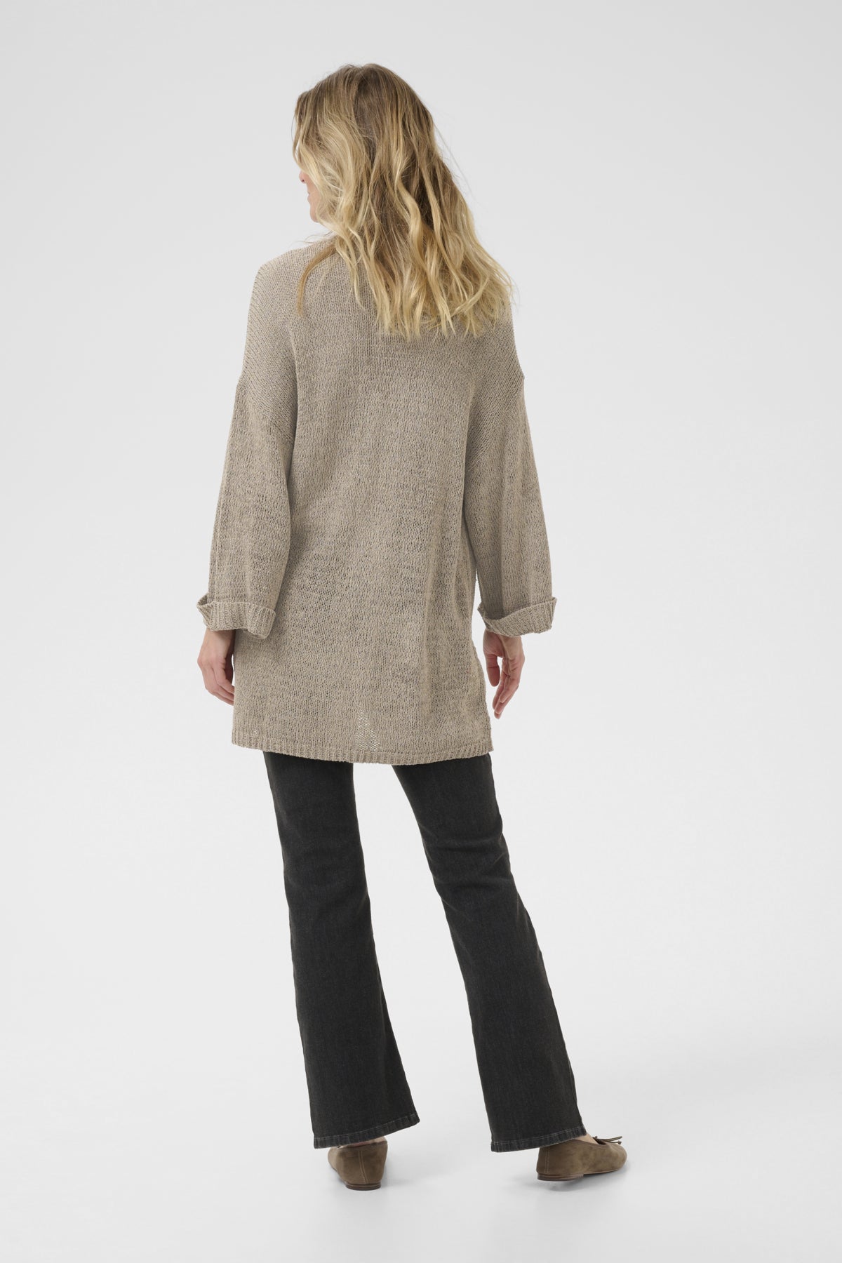 CRNixy stickad kimono Fossil Melange - 10613963