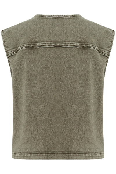 CRMelanie Waistcoat Heavy Washed Green - 10614056 Thumbnail