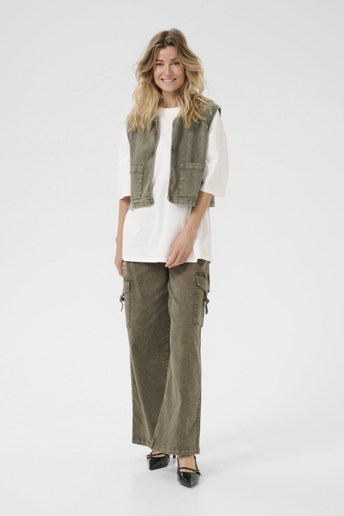 CRMelanie Waistcoat Heavy Washed Green - 10614056
