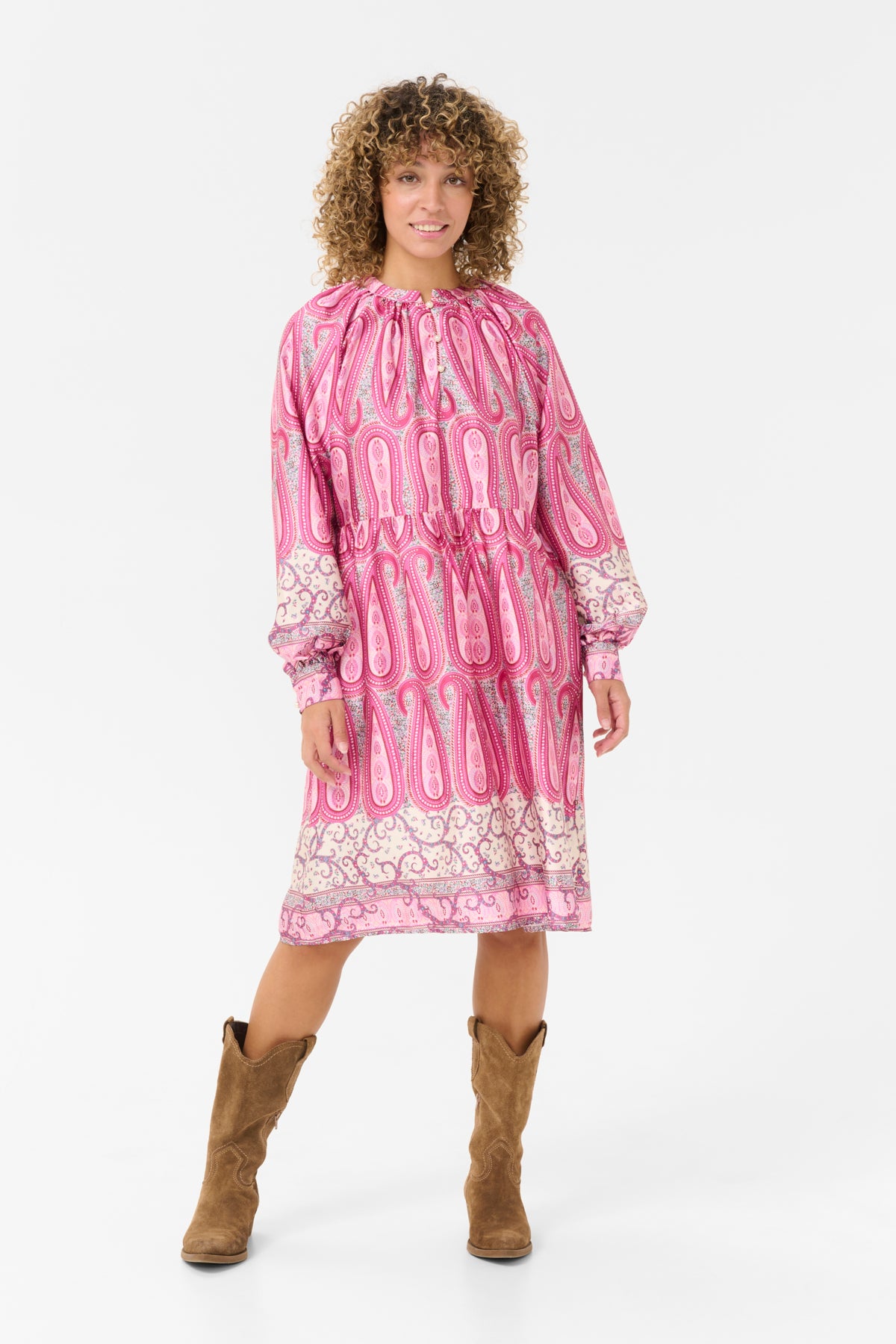 CRAmina Dress Pink Paisley Border - 10614109