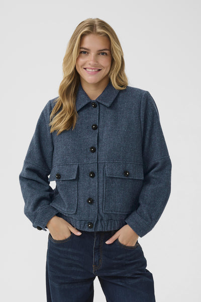 CRSadie Bomber Navy Herringbone - 10614136 Thumbnail