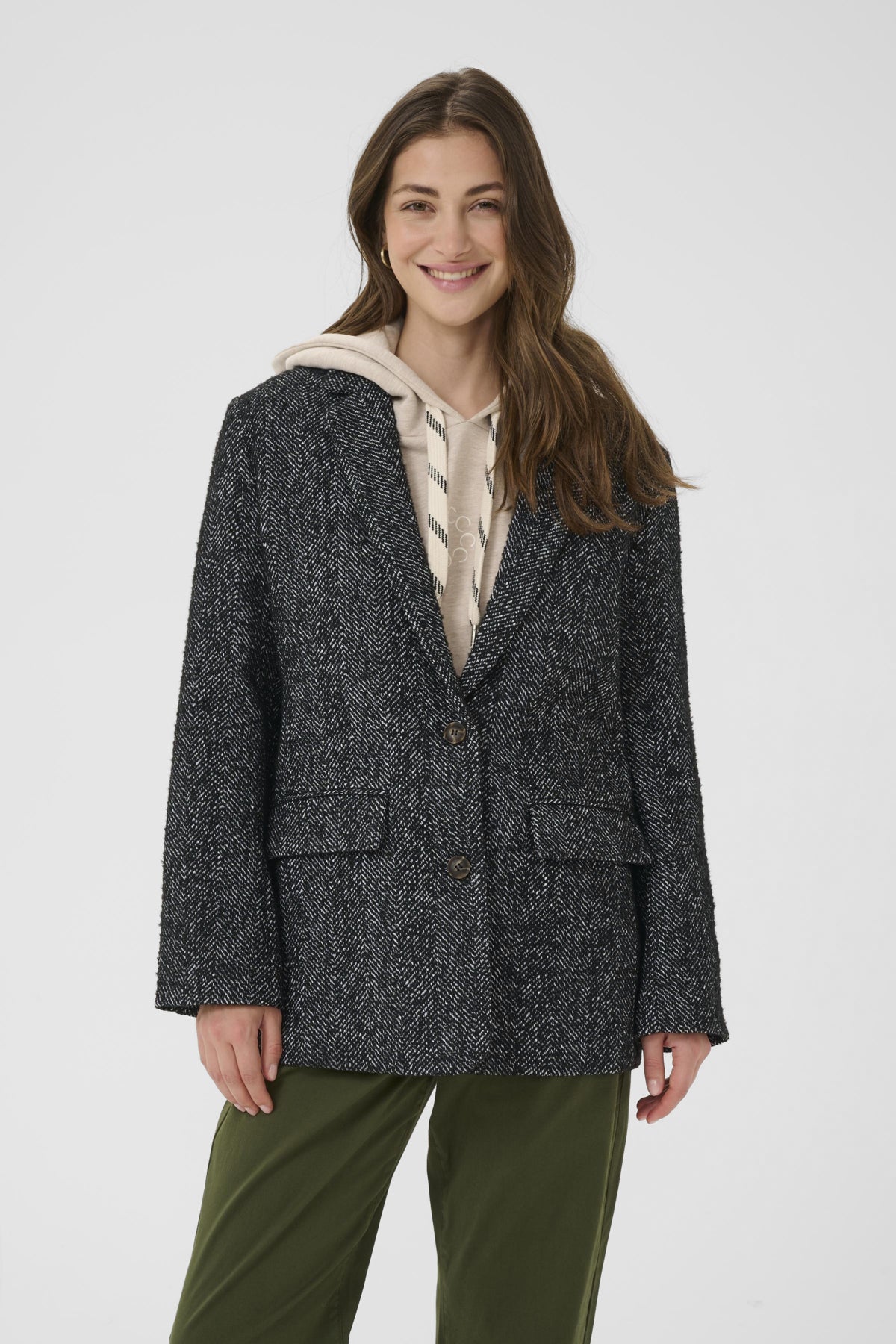 CROlina Blazer Svart/vit fiskbensmönstrad - 10614144