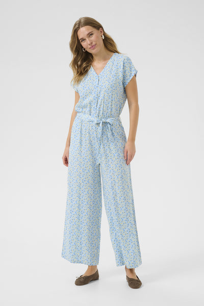 CRTiah Ärmlös Jumpsuit Blå Gul Småblommig - 10614227 Thumbnail