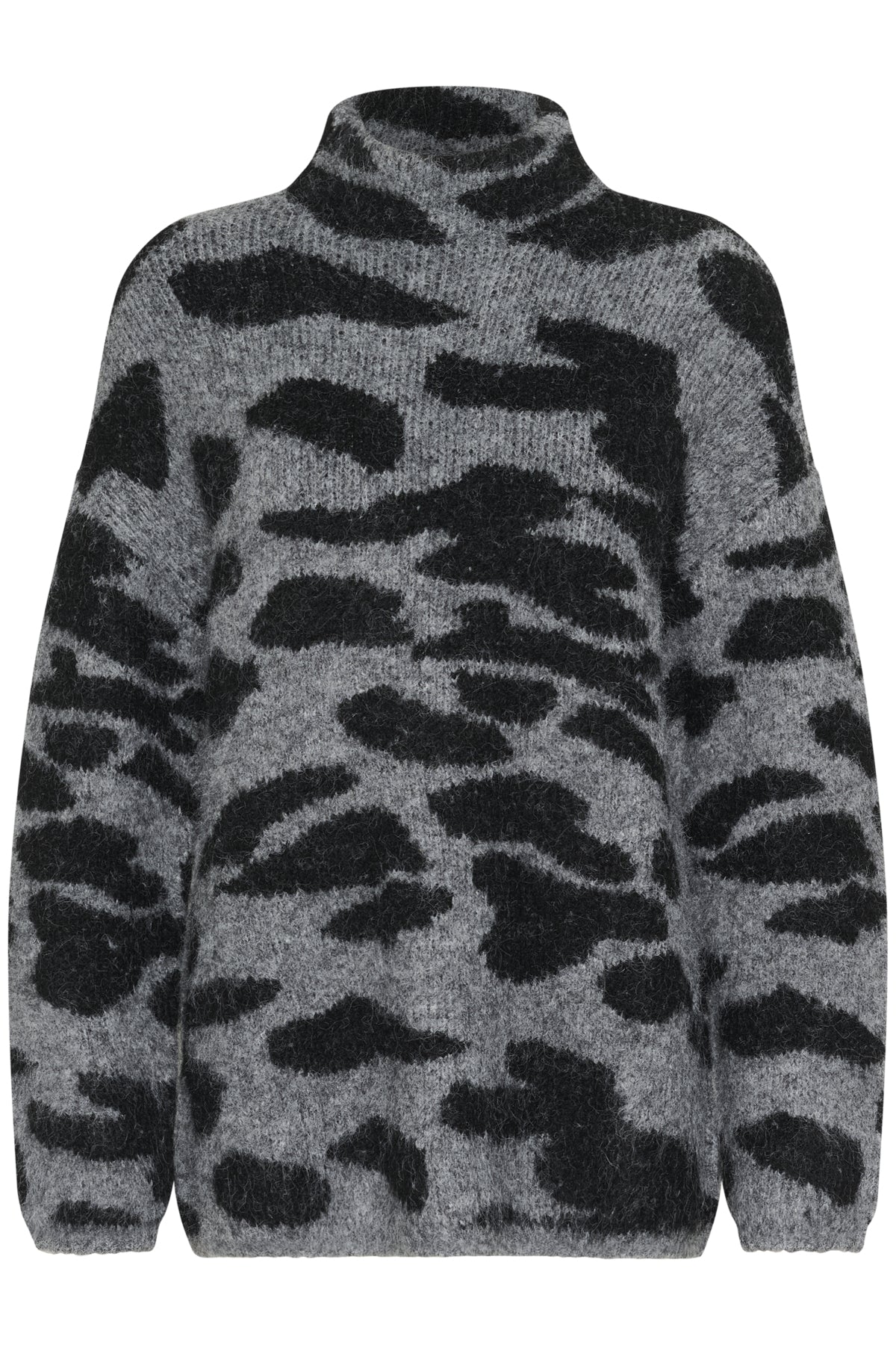 CRElmas pullover gråmelerad och svart animal - 10614246