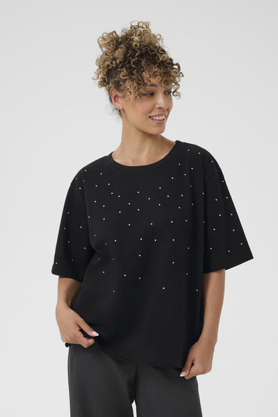 CRLeona Studs T-shirt Pitch Black - 10614271 Thumbnail