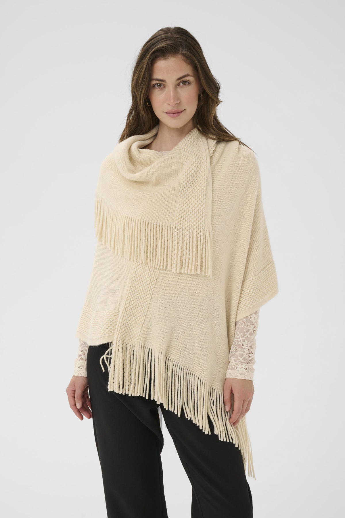 CRSivas Stickad Poncho Birch - 10614279