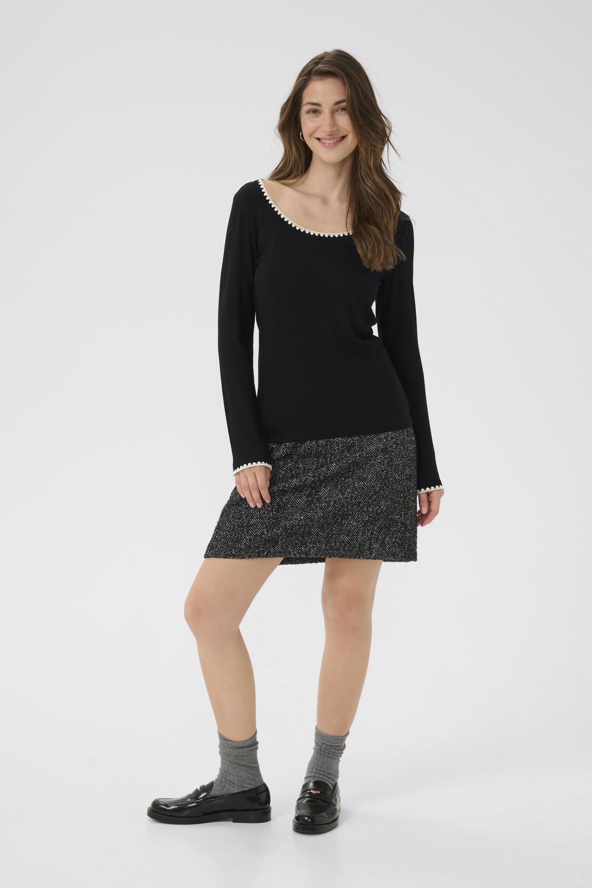 CRRibba Embroidery LS T-Shirt Pitch Black - 10614310