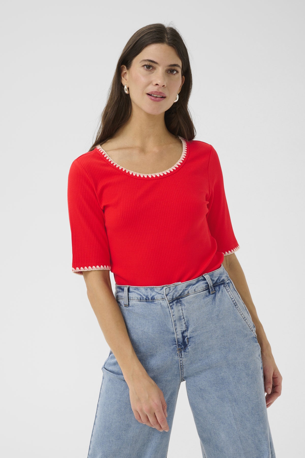 CRRibba Stitched T-Shirt Flame Scarlet - 10614510