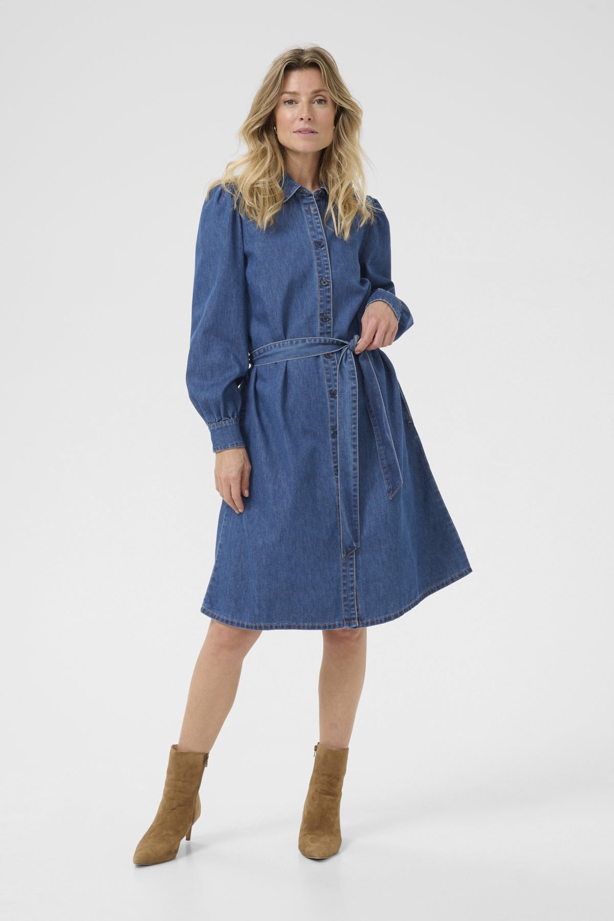 CREstelle LS Denimklänning Jasper Blue denim - 10614618