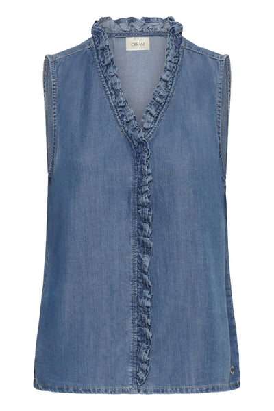 CRMolly Ärmlös Blus Jaspar Blue Denim - 109128 - 10614943 Thumbnail