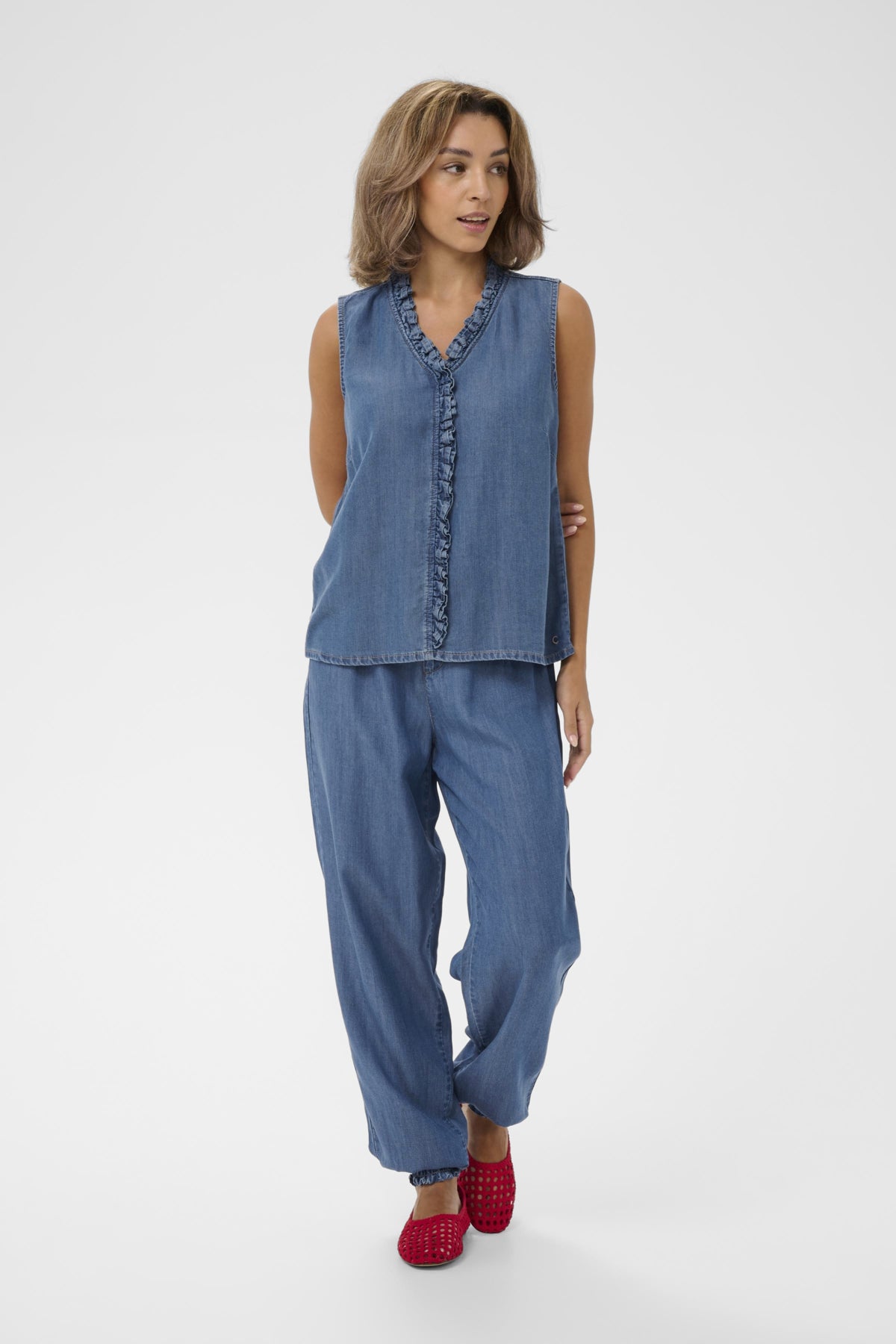 CRMolly Ärmlös Blus Jaspar Blue Denim - 109128 - 10614943