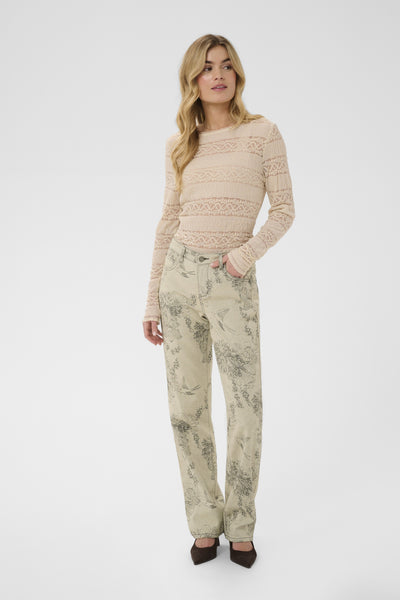 CRVatta Jacquard Pant Ecru Flower Jacquard - 109544 - 10615126 Thumbnail