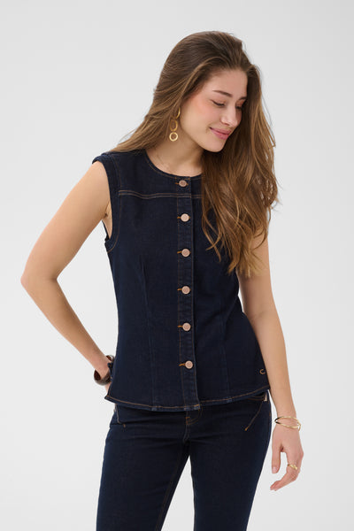 CRDamy Denim Waistcoat Cape Breton Rinse Blue Denim - - 10615211 Thumbnail