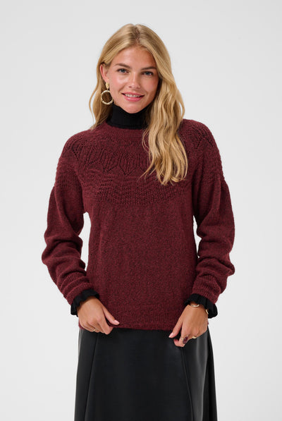 CRJunah Pointelle Pullover Cabernet - 191724 - 10615297 Thumbnail