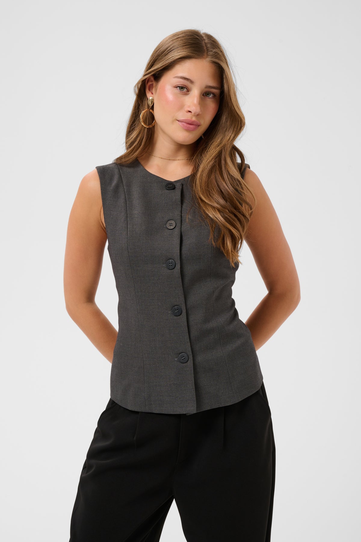 CRLonge Vest Mörkgrå Melerad - 101156 - 10615345