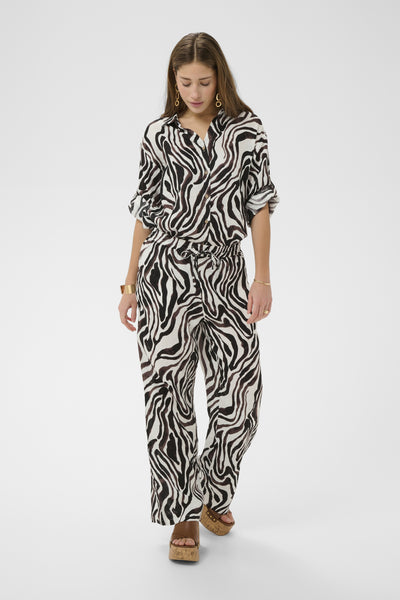 CRBellis Linen Pant Black White Animal - 109051 - 10615410 Thumbnail