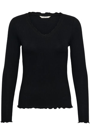 CRRibba LS V-ringad t-shirt Pitch Black - 100120 - 10615480