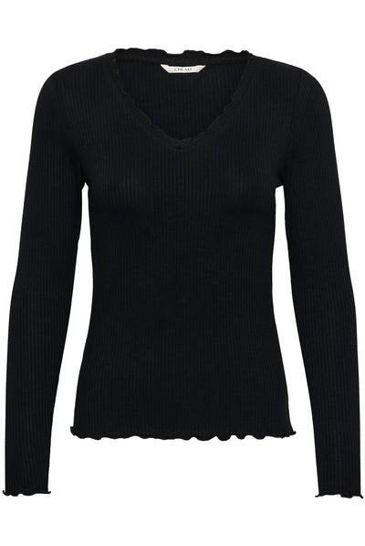 CRRibba LS V-ringad t-shirt Pitch Black - 100120 - 10615480 Thumbnail
