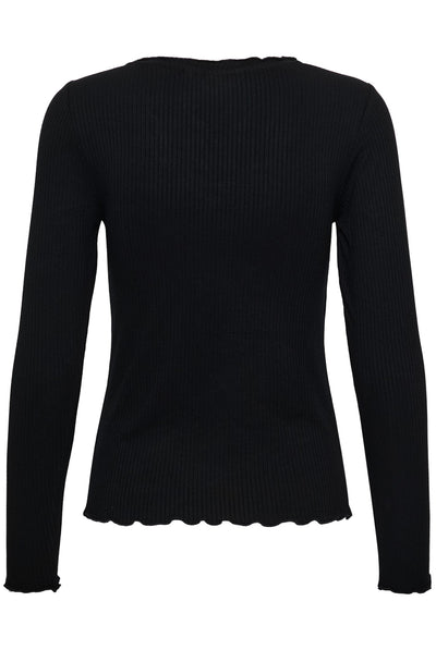 CRRibba LS V-ringad t-shirt Pitch Black - 100120 - 10615480 Thumbnail