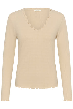 CRRibba LS V-ringad t-shirt Oatmeal - 130401 - 10615480