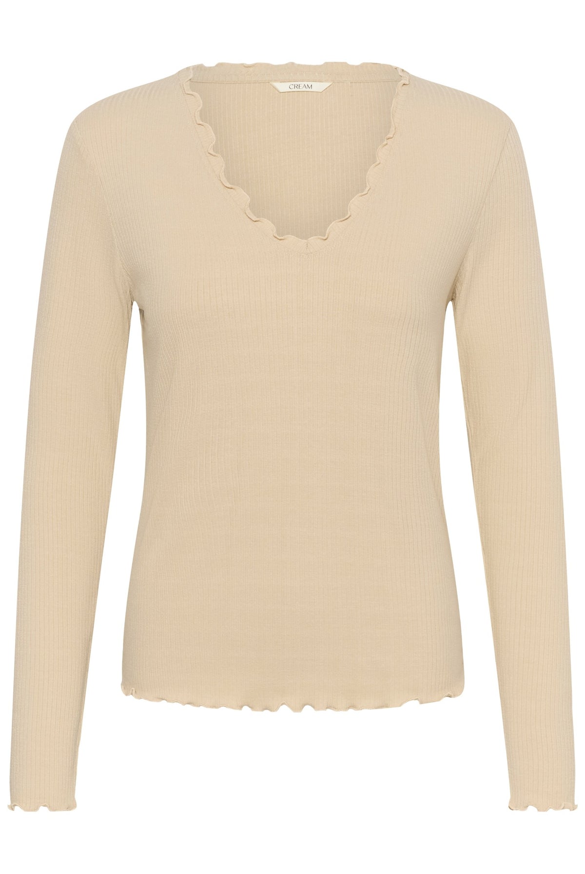 CRRibba LS V-ringad t-shirt Oatmeal - 130401 - 10615480