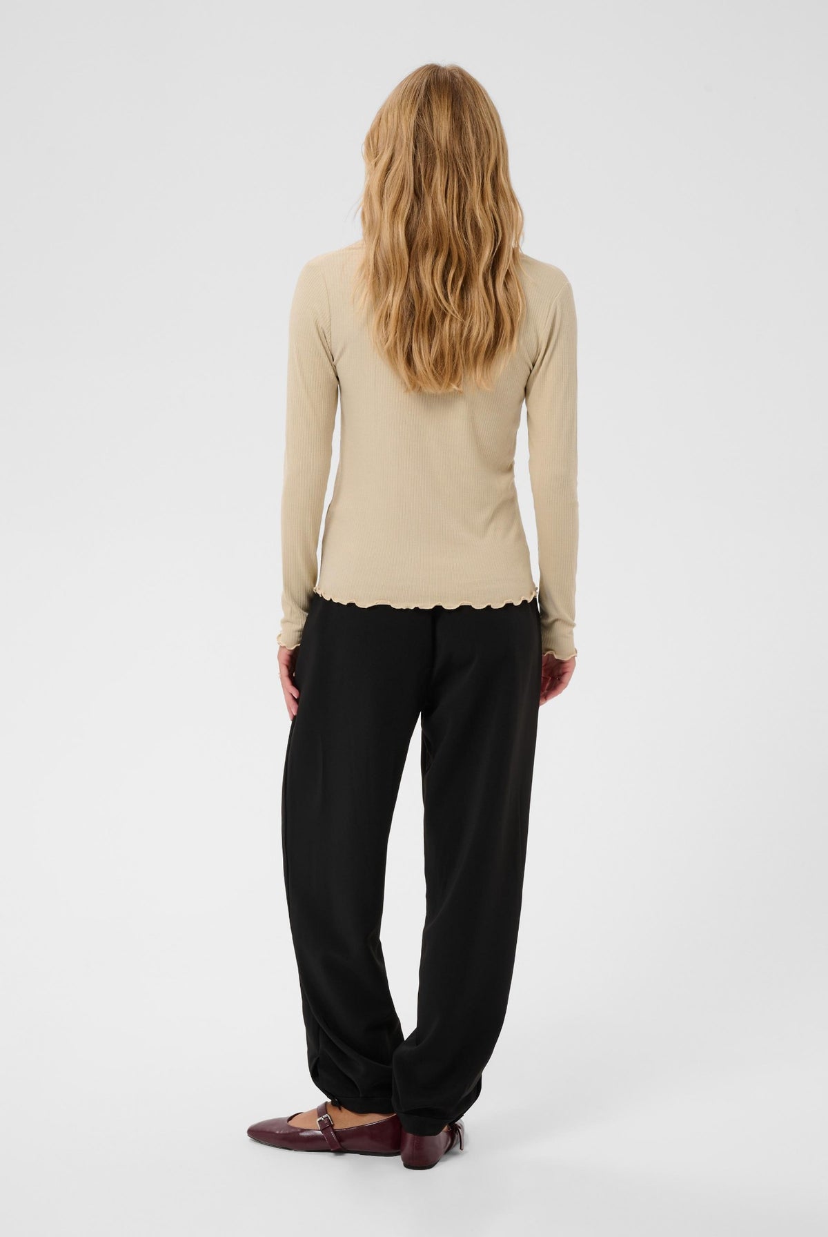 CRRibba LS V-ringad t-shirt Oatmeal - 130401 - 10615480