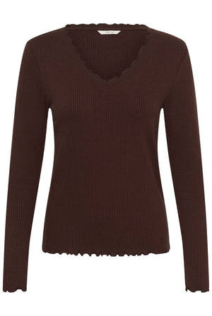 CRRibba LS V-neck Tshirt Java - 191016 - 10615480