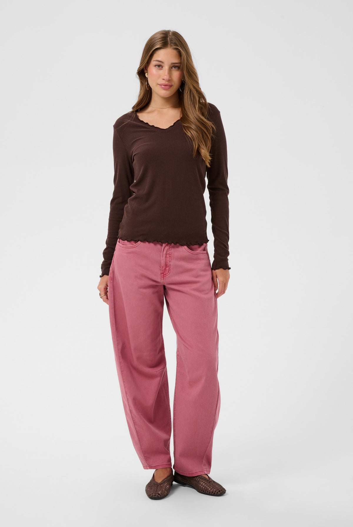 CRRibba LS V-neck Tshirt Java - 191016 - 10615480