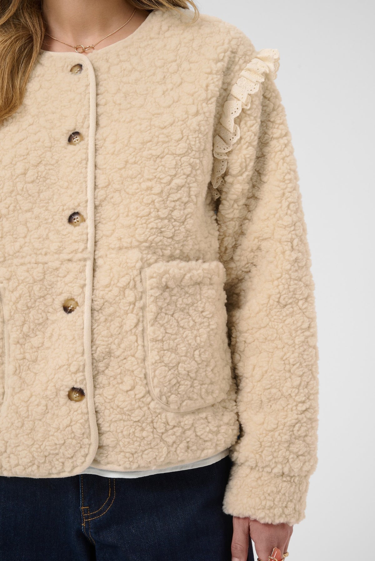 CRRana Lace Teddy Jacket Oatmeal - 130401 - 10615559