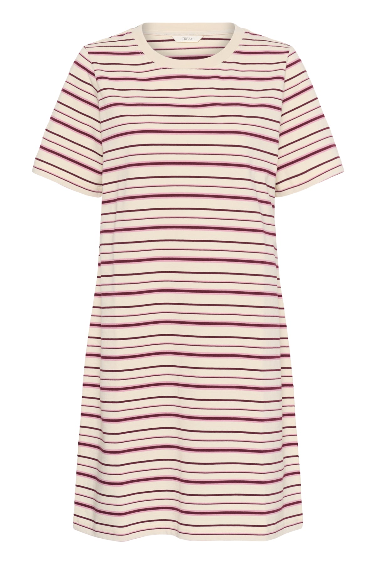 CRLiva T-Shirt Dress White stripe w. Pink/Bordeaux - 10615686