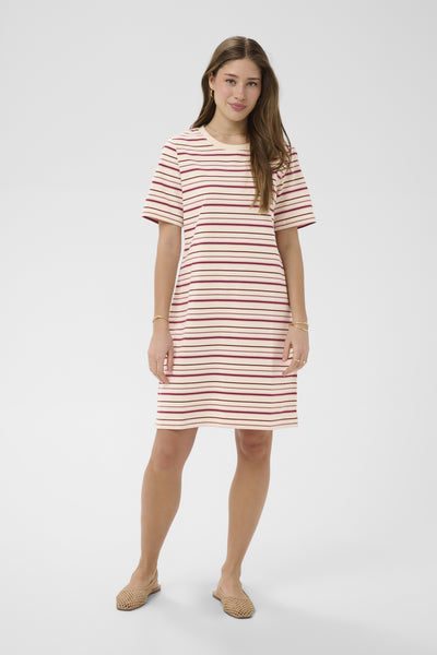 CRLiva T-Shirt Dress White stripe w. Pink/Bordeaux - 10615686 Thumbnail