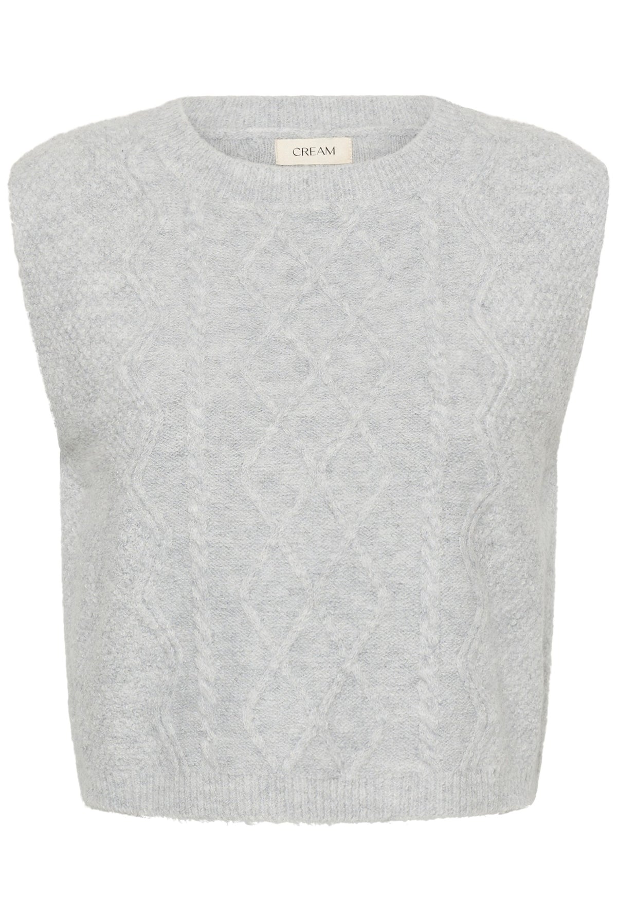 CRStarfi Cable Knit Slipover Ljusgråmelerad - 100827 - 10615823