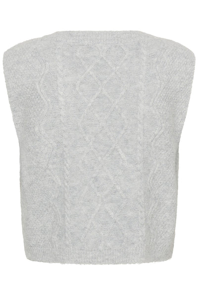 CRStarfi Cable Knit Slipover Ljusgråmelerad - 100827 - 10615823 Thumbnail