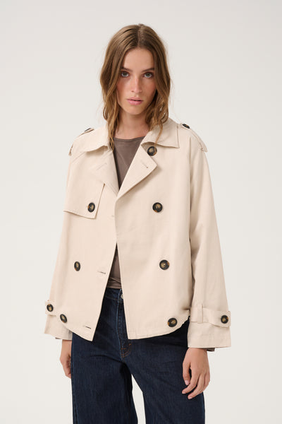 MiraMW Kort trenchcoat Oatmeal Thumbnail