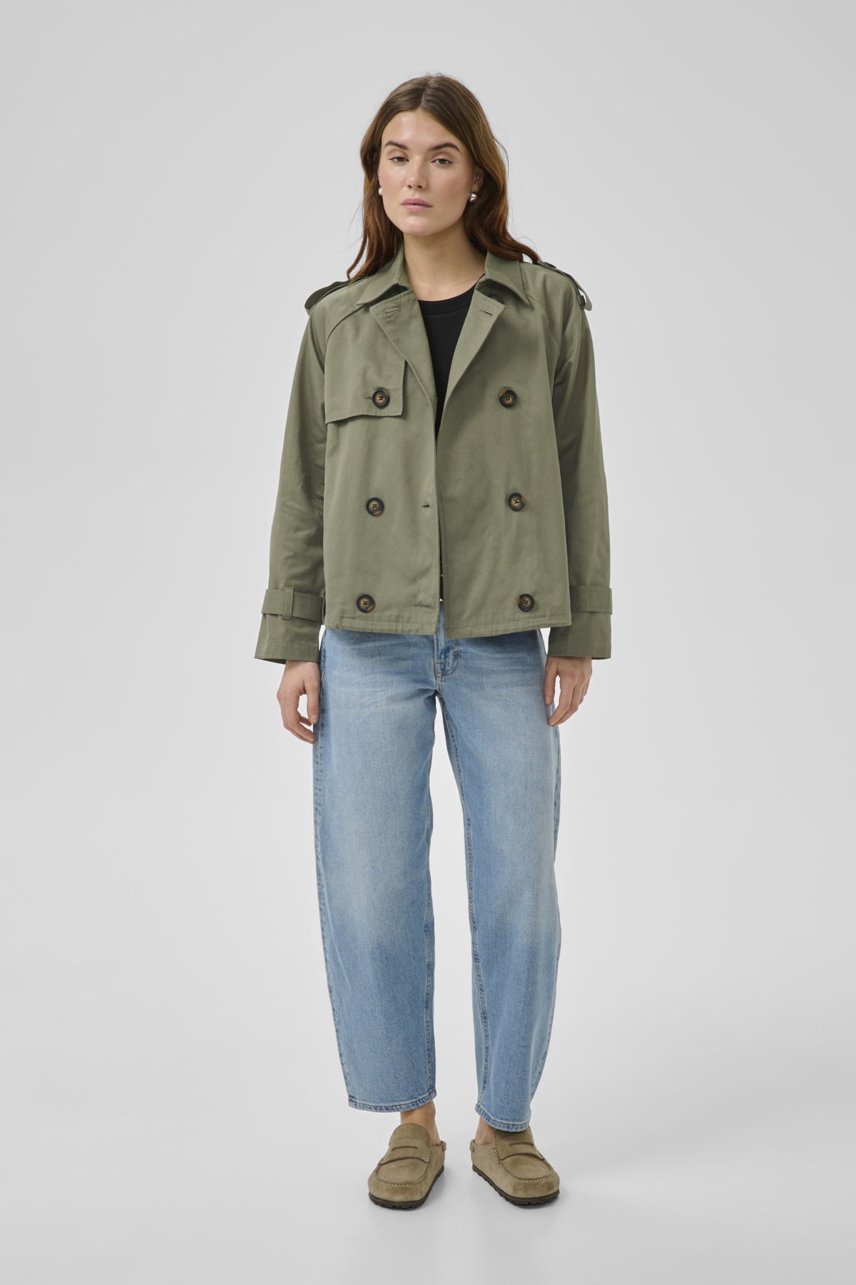 MiraMW Kort trenchcoat Dusty Olive