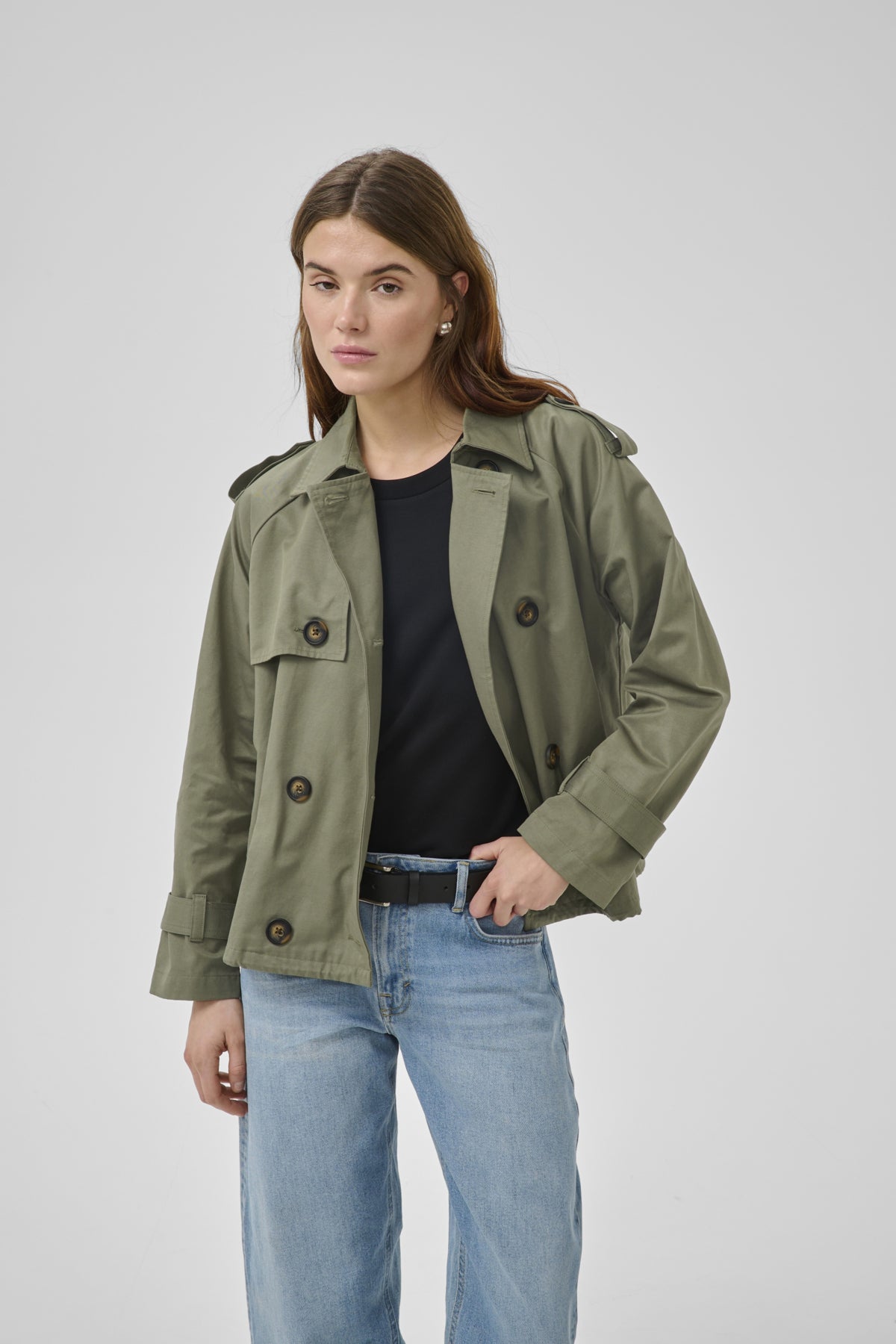 MiraMW Kort trenchcoat Dusty Olive