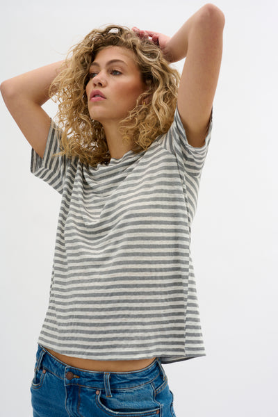 LisaMW Randig t-shirt Frost Gray Striped - 10704599 Thumbnail