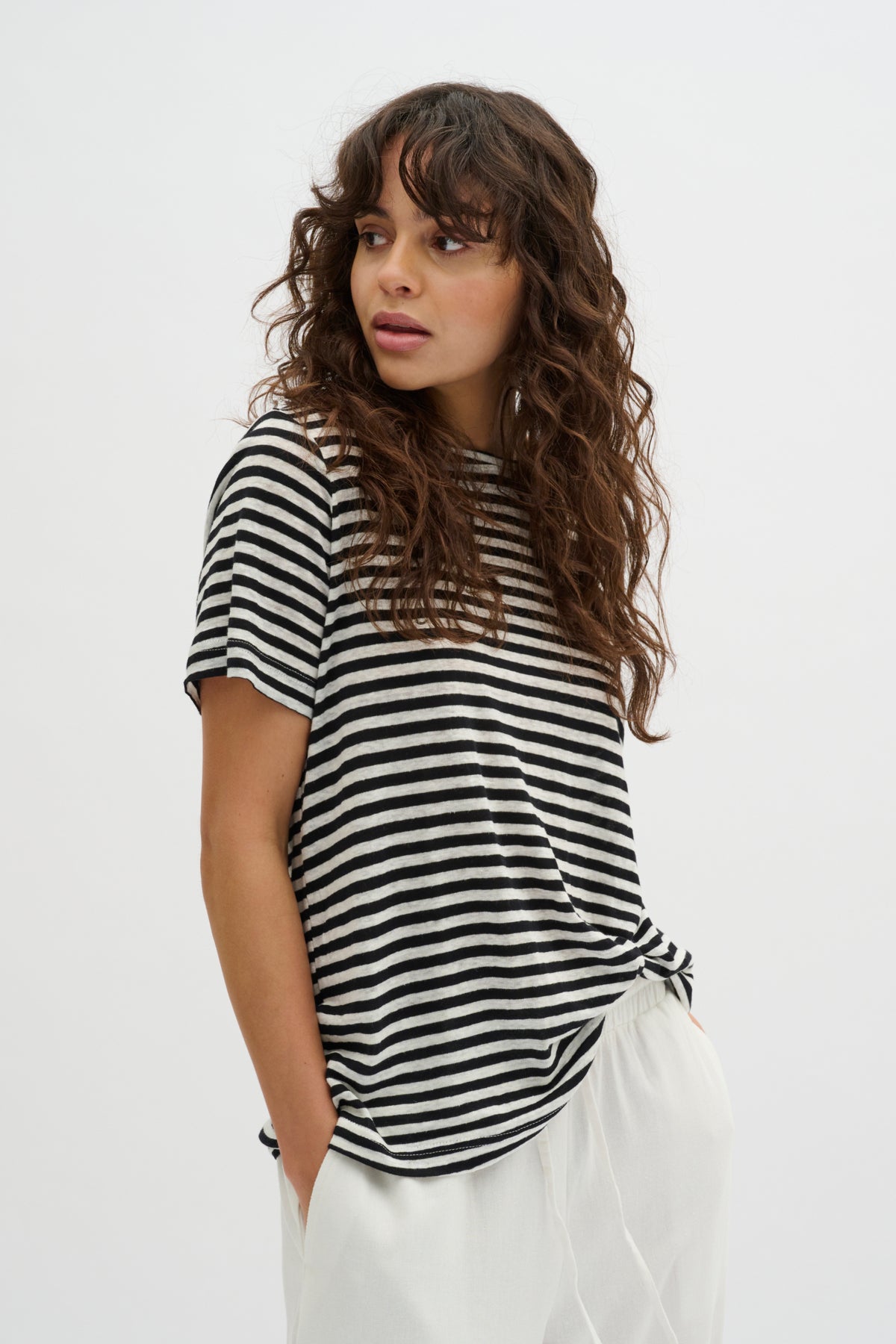 LisaMW Striped Tee Black W.White stripe - 10704599