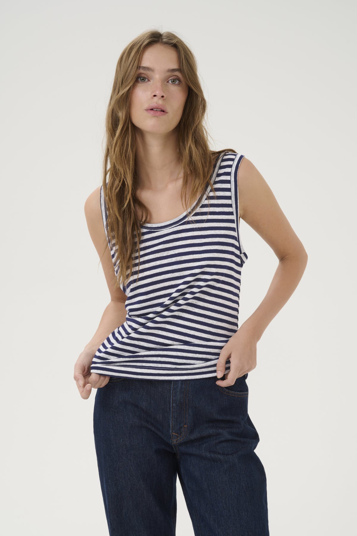 LisaMW Randig topp Mörk safirblå randig - 10704687