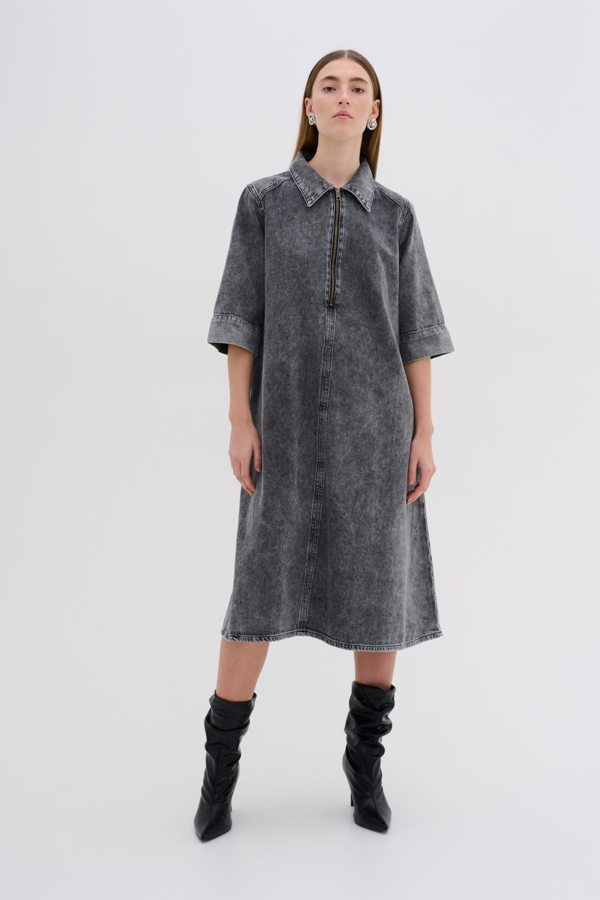 MaloMW 143 Långklänning Medium Grey Retro Wash - 10704782