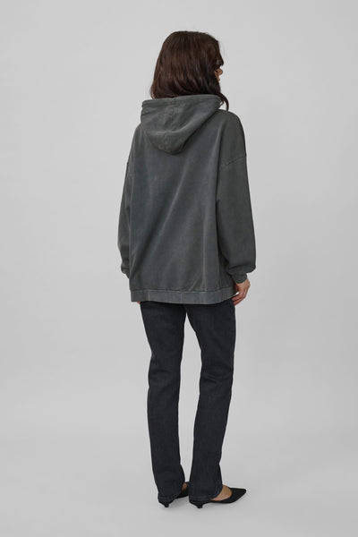 EnzoMW Logo Emb. Hoodie Dark Grey Random Wash - 10704896 Thumbnail