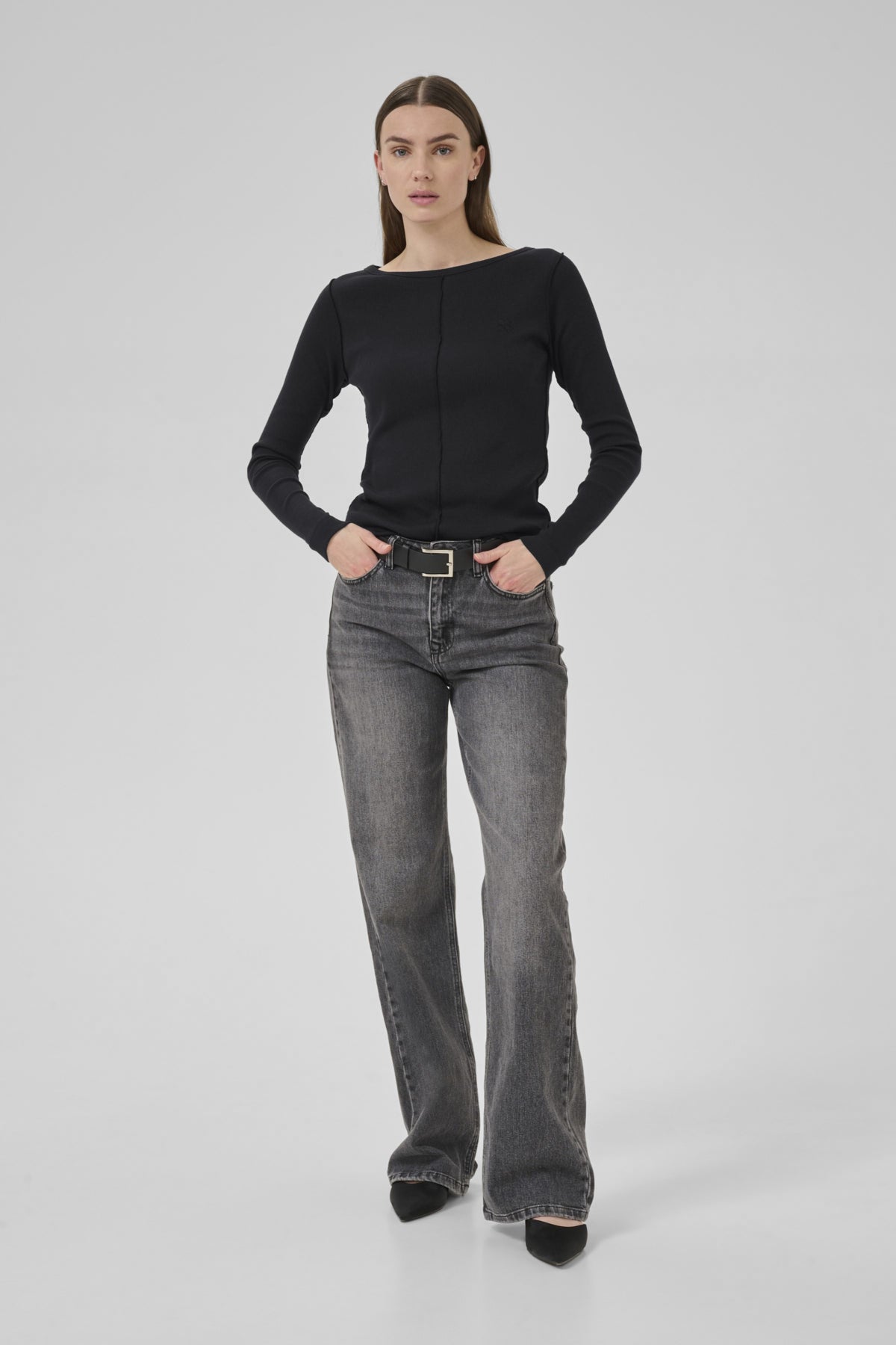 MandyMW Boatneck LS Blouse Black - 10705207