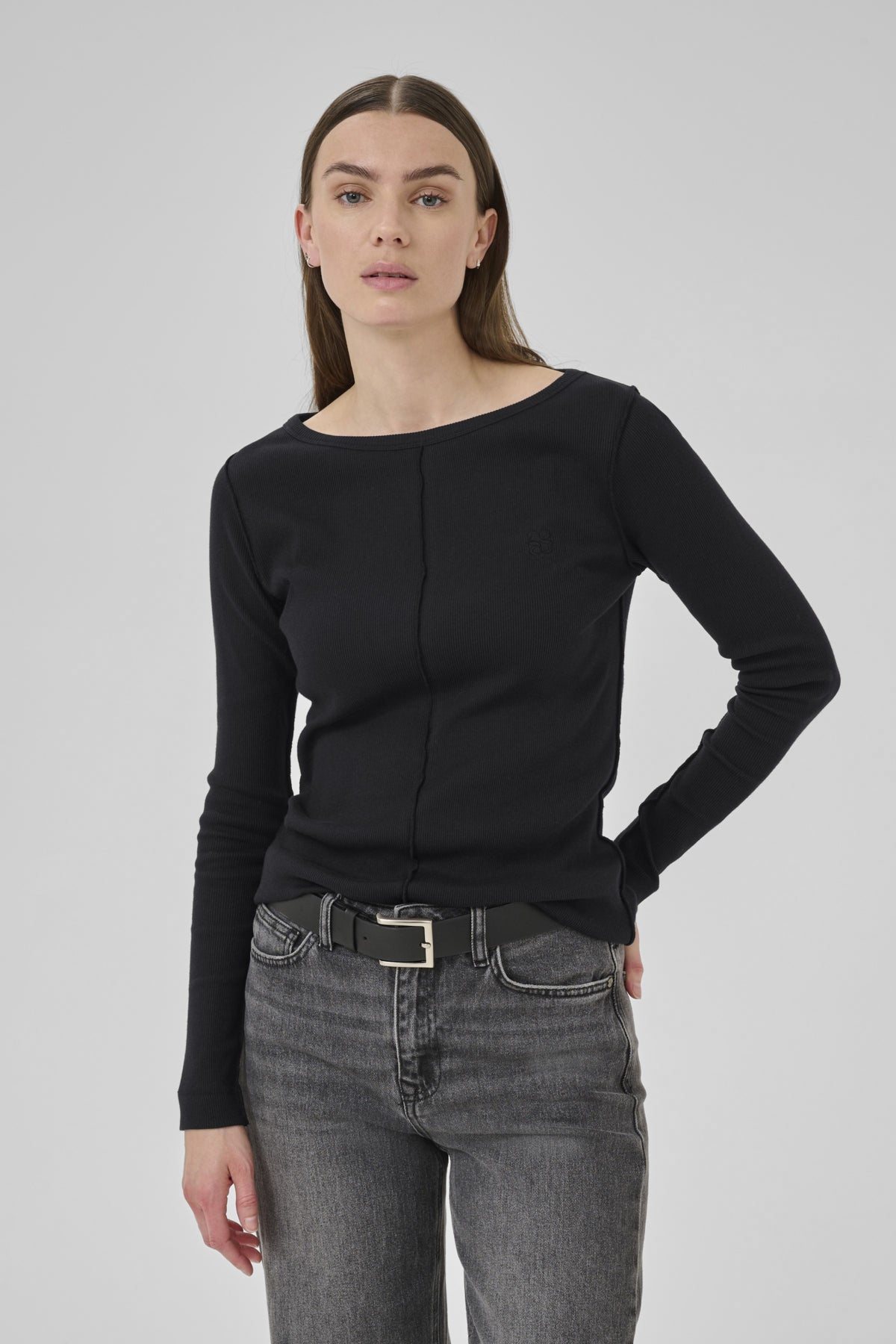 MandyMW Boatneck LS Blouse Black - 10705207