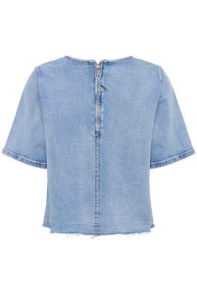 MWLatti 144 SS Blouse Light Blue Retro Wash - 10705243 Thumbnail
